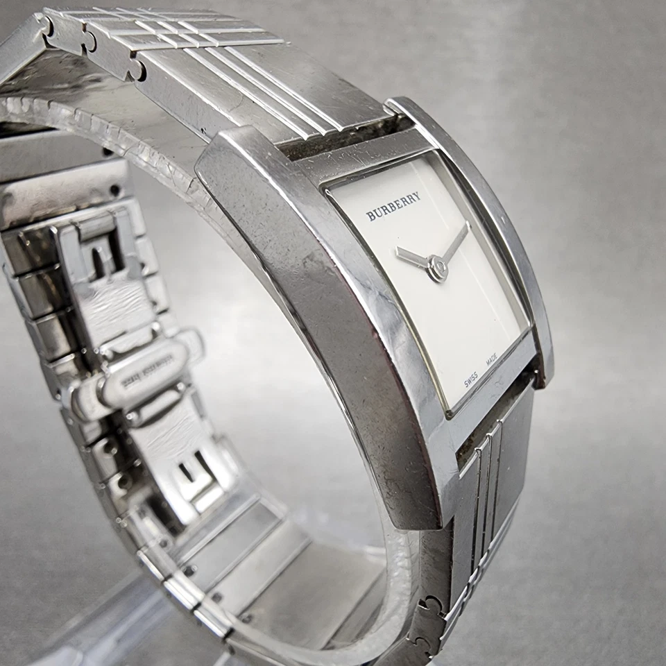 Burberry Tank Watch Women White Dial Stainless Steel Rectangle BU4303 New Batt - Image 4 of 4