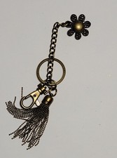 Chala Handbags Metal Charming Keychain Sunflower Purse Bag Charm Bronze Tassel