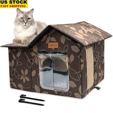 Foldable Waterproof Outdoor Cat Dog House Tent W/ Removable Cushion Cozy Shelter