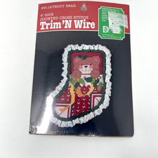 Teddy Bear 6" Sock Stocking Trim n' Wire Cross Stitch Kit 9112 Sealed VTG 1987