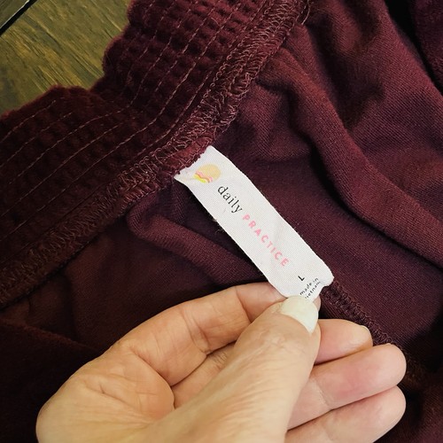 Anthropologie Burgundy Velour Lounge Pants Daily Practice Size Large - Picture 7 of 9