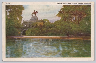 Chicago Illinois, Grant Monument Lincoln Park, Vintage Postcard