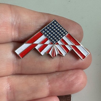 USAF B-2 Stealth Bomber USA Flag Folded Design Enamel Lapel Pin