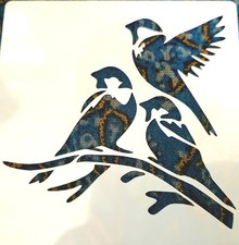 Song Birds on a Tree Branch- Stencil For Painting Rustic Wood Signs 4x4" Art