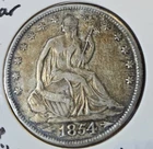 1854 Seated Liberty Half Dollar, Sharp Details, With Arrows, Philadelphia Mint