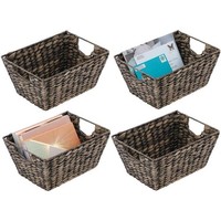 Aufbewahrungskorb Flechtkorb Wasserhyazinthe Mdesign 4Er Set Schwarz
