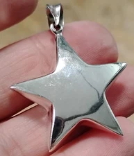 Sterling Silver Large 3-D Star Pendant 925