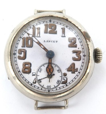 WW1 ELEM.W.C.Swiss (Marchand-Monnier & Cie) 7J 2 Ad Trench Watch + Lancet Dial