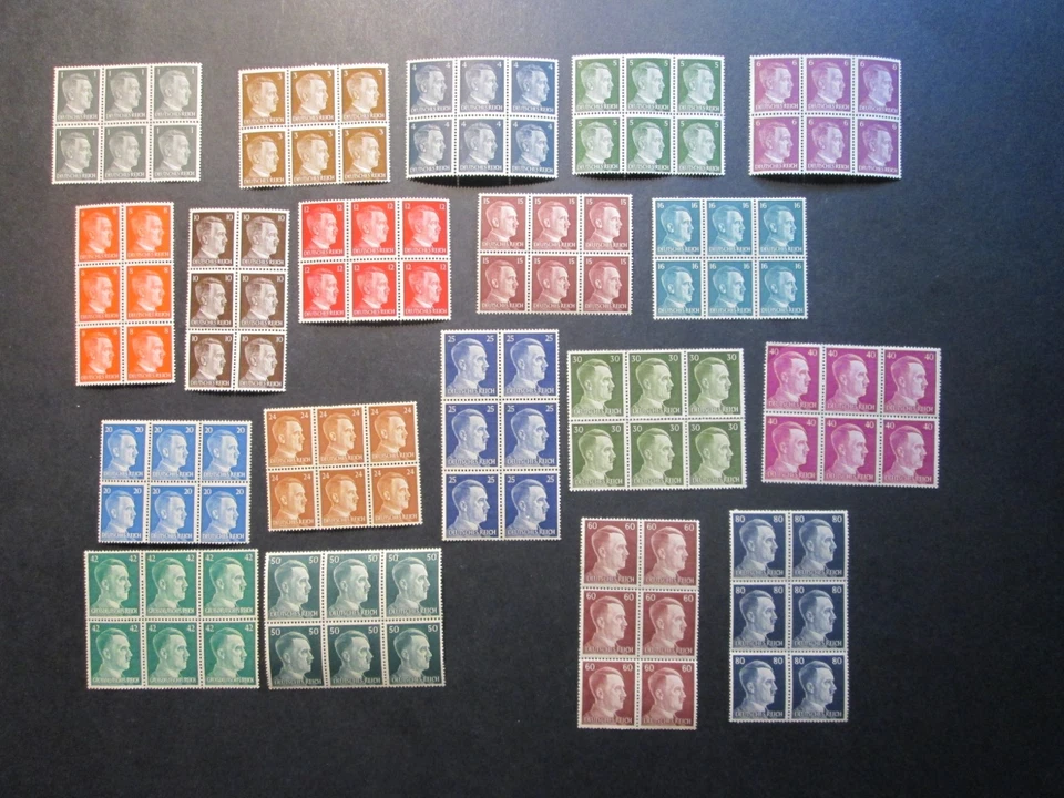 MNH Germany Europe WWII 3rd Reich Block of 6 Stamps Hitler Heads Scott HCV. - Image 3 of 4