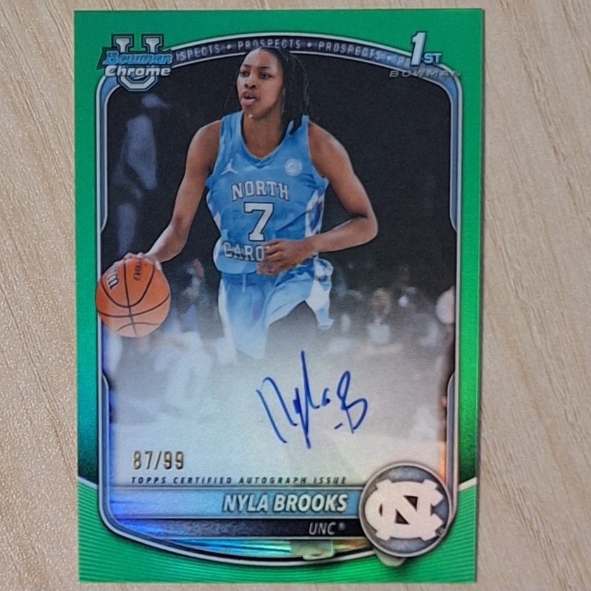 Nyla Brooks 2025 1st Bowman Basketball Green Auto /99
