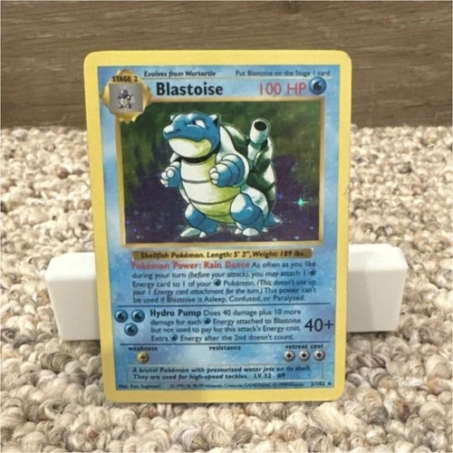 SHADOWLESS Pokémon TCG Blastoise Holo Rare Base Set 2/102 100 HP English WotC
