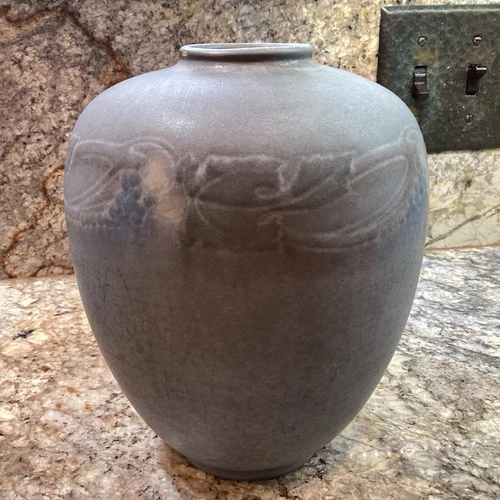 Roseville Victorian Art Ball Vase  1920s.  7  1/2” Tall