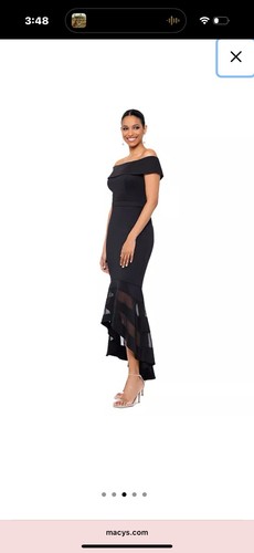 XSCAPE Women's Illusion High-Low Fit & Flare Black Formal Dress Paid $159 Worn1x - Picture 5 of 9