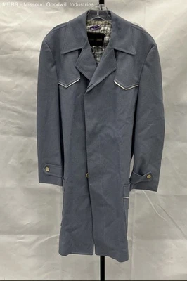 Vintage 70s Johnny Carson Men's Blue Western Yoke Belted Trench Coat Size 42L - Image 1 of 4