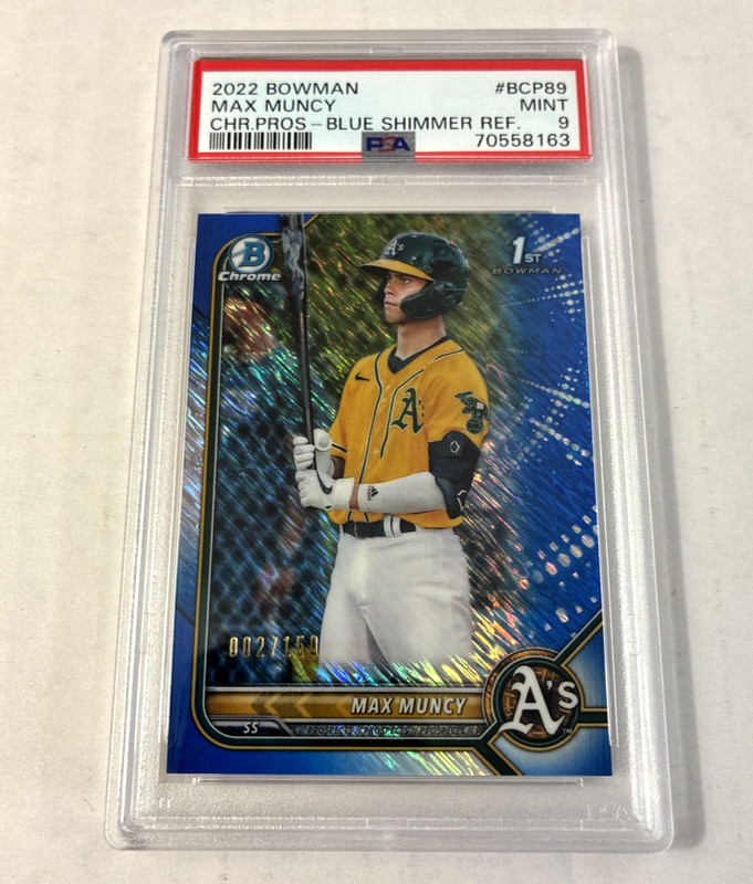 2022 Bowman - Chrome Rc Max Muncy #BCP-89 Blue Shimmer Refractor /150 PSA 9