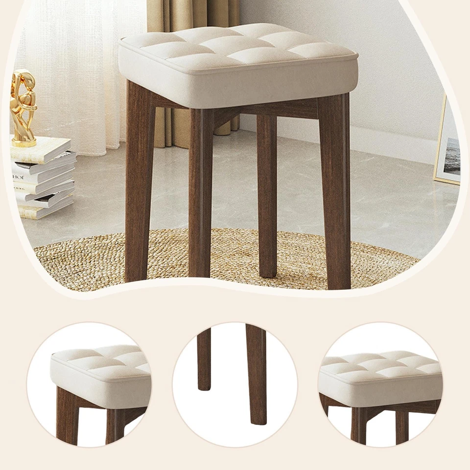Wood Barstool with Square Seat Fashion Home Decoration Multipurpose Space Saving - Image 3 of 4