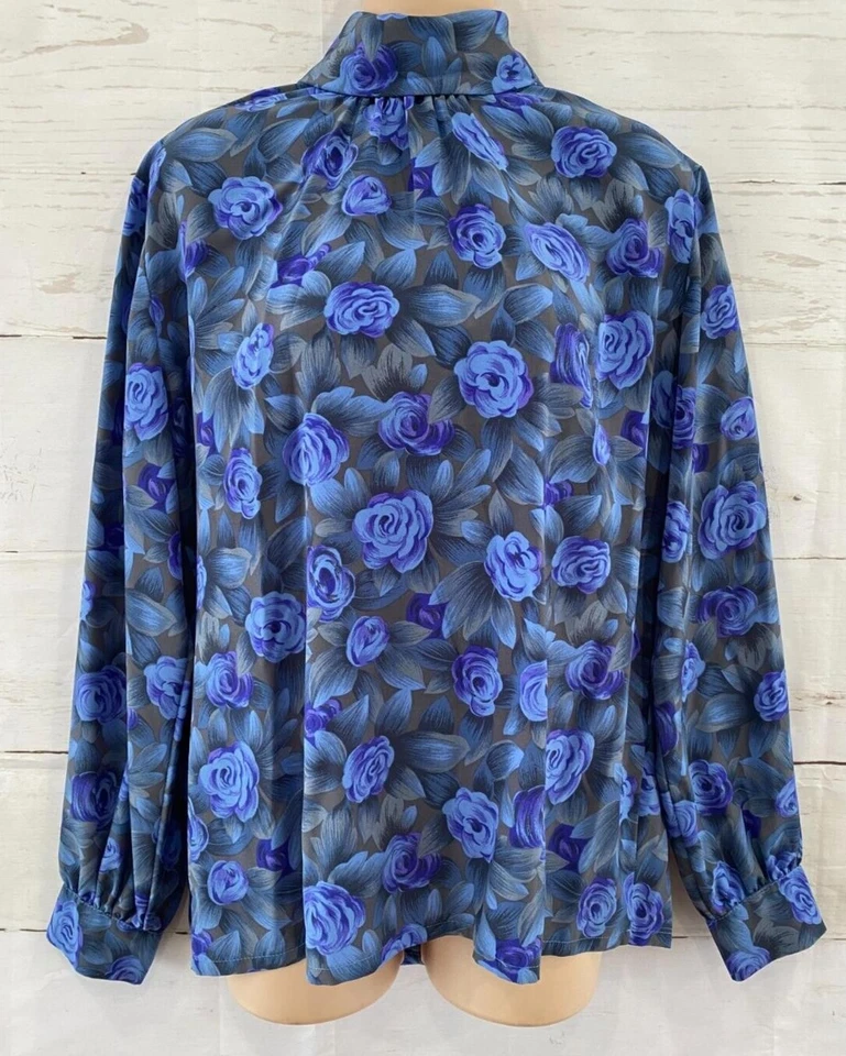 Vtg 60 70s Pendleton Country Sophisticates Top Purple Blue Gray Floral Blouse 12 - Image 2 of 4