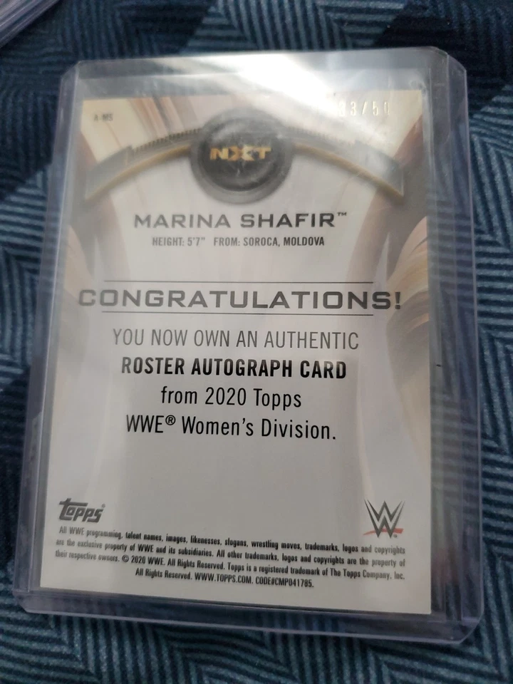 Marina Shafir AUTOGRAPH /50 2020 Topps WWE Women's Division AUTO Wrestling AEW - Image 2 of 2