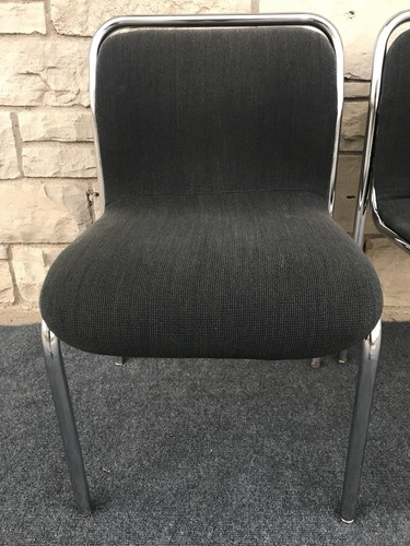 Pair Mid Century Bauhaus Thonet Style Charlotte Company Chrome Tube Stack Chairs - Picture 6 of 11