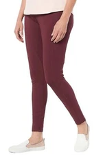 Denim & Co. Active Duo Stretch Pant with Side Pocket Deep Burgundy