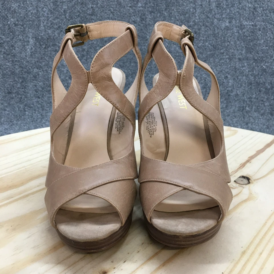 Nine West Sandals Womens 6.5 M Marcalie Slingback Brown Leather Heeled Casual - Image 4 of 4