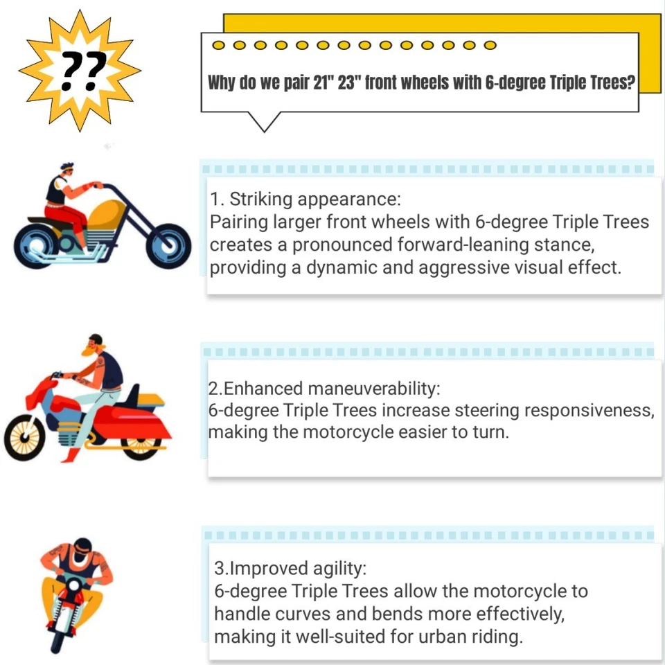 6 Degree Raked Triple Trees For Harley 21" 23" Wheel Touring Electra Glide 97-13 Foto 2 de 4