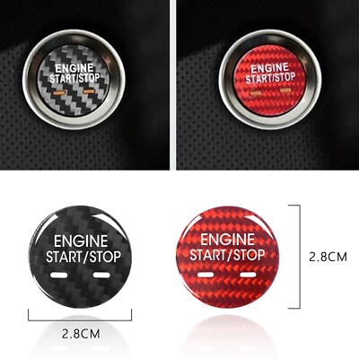 Kohlefaser Motor Start Stop Knopf Abdeckung Fit Für Cadillac XTS CT6 XT5 SRX Rot