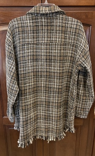 Forever 21~Plaid Tweed Shacket, W Frayed Bottom, Sz Small, New W Tag! - Picture 5 of 12