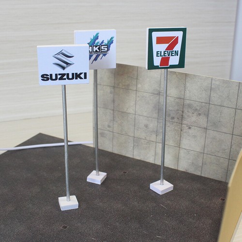 Diorama 1/64 modellino cartellone stradale cartellone espositore modello scena - Foto 7 di 12