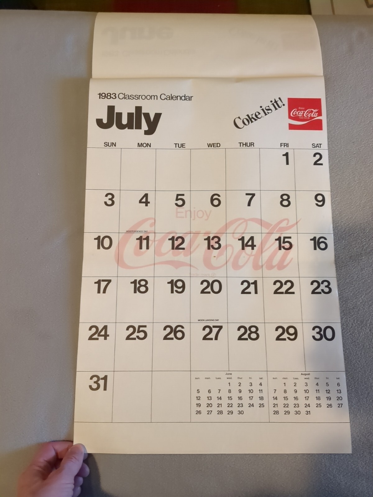 August 1982-July 1983 Coca-Cola Classroom Calendar Coke Is It!.. 21.5 august-1982-july-1983-coca-cola-classroom-calendar-coke-is-it-21-5-x14-ebay