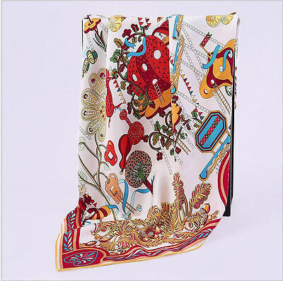 100/% silk scarf multi-coloured square twill silk with hand-rolled edge