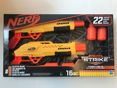 Hasbro E8312 - NERF ALPHA STRIKE TIGER DB-2 - 2 Blaster + 16 Darts (R7-0)