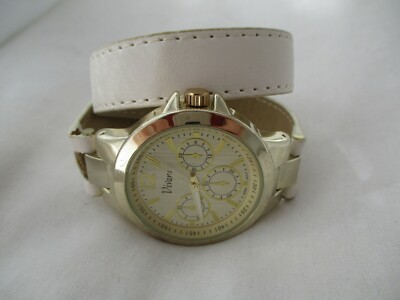 Vivani Watch Gold Toned Round Face White Buckle Band WORKING  display picture 2