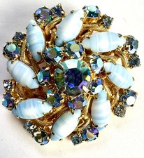 Broche prendedor AB de vidrio artístico de pórfido de diamantes de imitación azul aurora boreal