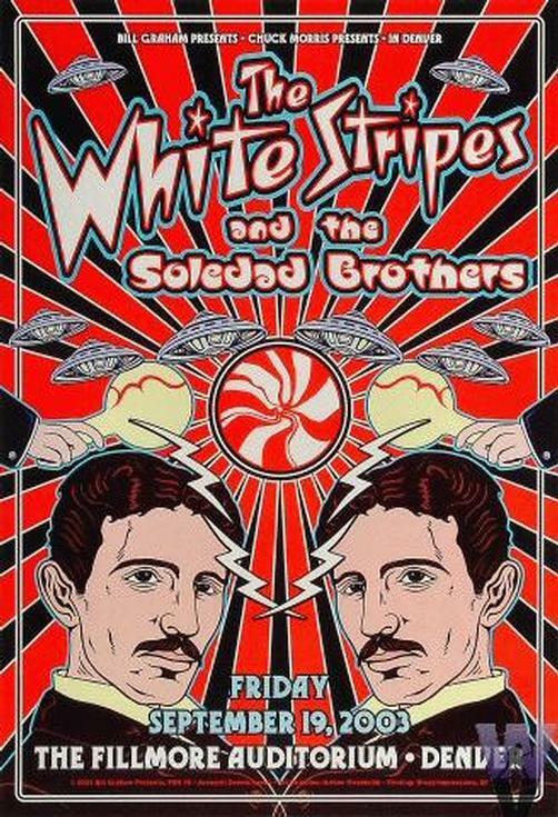 WHITE STRIPES FILLMORE DENVER CONCERT POSTER 2003 ORIGINAL TESLA