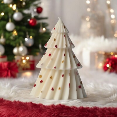 Christbaumkerze Duft Handarbeit - Modell 19 - weiße & bunte Punkte