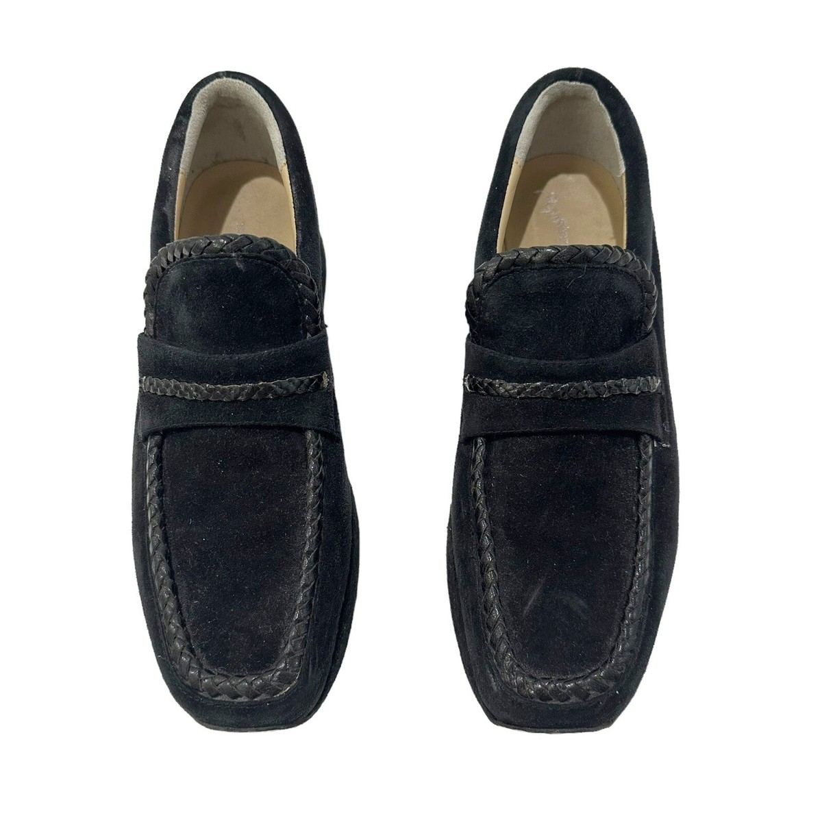 Stephane Kelian Shoes Black Suede Slip On Loafer Y2K 90s platform
