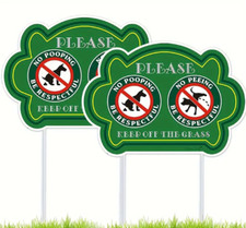2 Pcs. Keep off Grass sign with Metal Stake Dogs