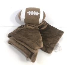 Koala Baby Brown Football Security Blanket Lovey White Plush Sports 12" x 12"