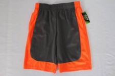 NEW Boys Athletic Shorts Small 6 - 7 Basketball Gym Workout Mesh Gray Orange