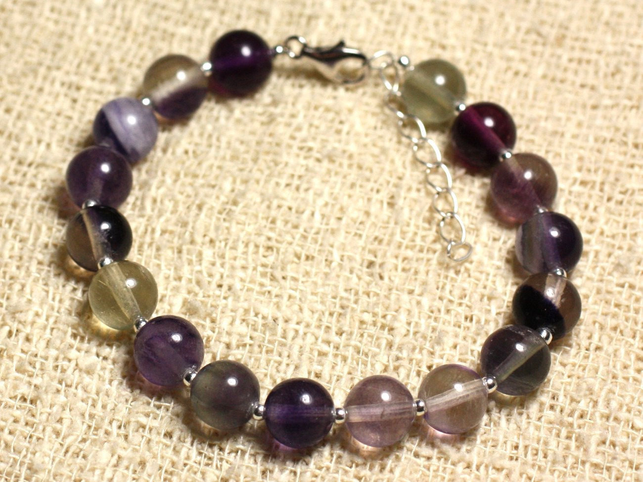 Bracelet en argent et fluorite violette pour un look bohème chic