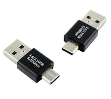 (Pack of 2) USB-C Type C Male to Type A Male Jack Coupler Adaptor USB 3.0 5Gbps