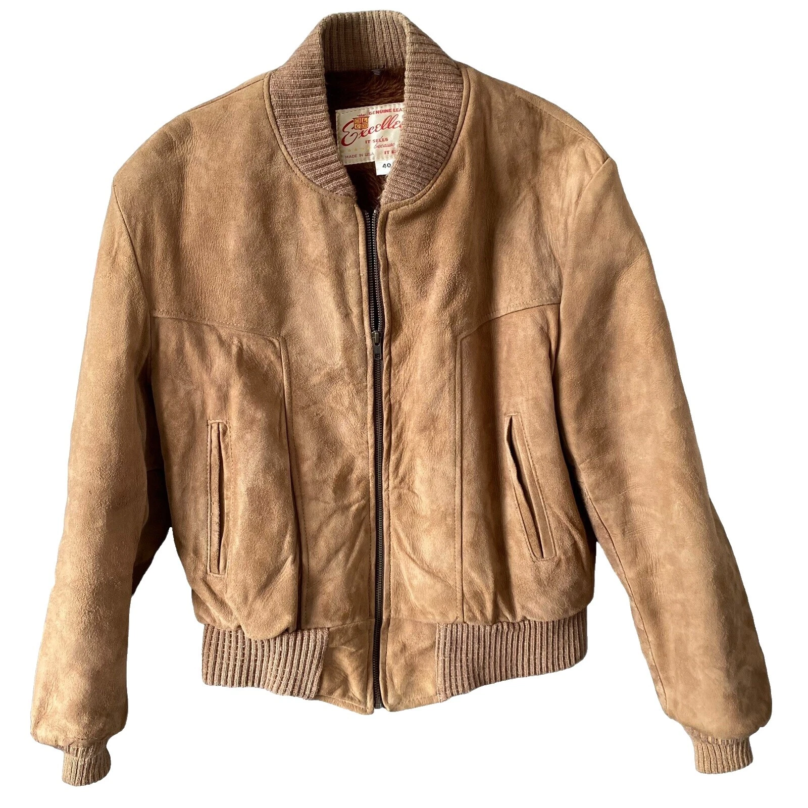 Ropa vintage de ante marrón para hombres