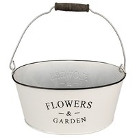 Pflanztopf Zink Weiß Oval Zinkeimer Zinktopfdeko Gartendeko Vintage Blumentopf