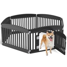 Dogs Cat Playpen Pet Fence Sturdy Plastic - Safe Lockable Door - Indoor Outdoor