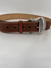 1999 Nocona Belt Co. Leather with Animal Fur and Silver Studs Size 32 N2442148