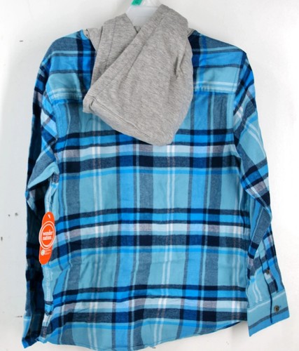 Long Sleeve Button Up Hoodie Blue Flannel L (10/12) Wonder Nation 37 - Picture 2 of 4
