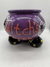 Halloween Witch Footed Candy Bowl Purple Witch  s Brew Spider Web Table Decor