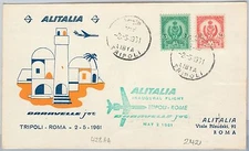 46706  - LIBYA - POSTAL HISTORY  1st FLIGHT COVER - TRIPOLI / ROME  1961 # 428AA