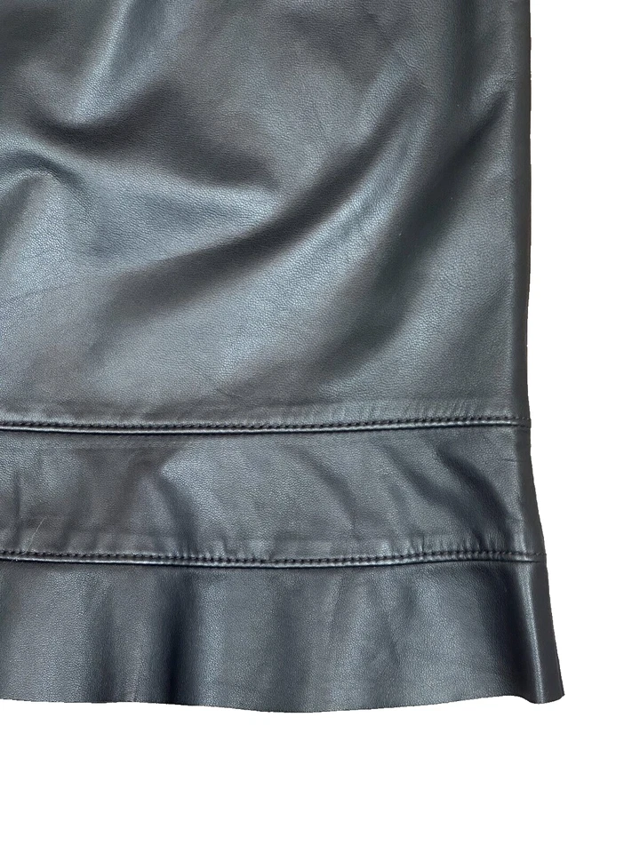 Worth - Falda midi forrada de cuero genuino - Negra - 6 - EXCELENTE ESTADO Foto 3 de 4